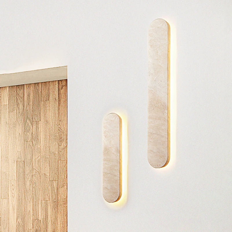 Scandinavie Wabi Sabi Hôtel Couloir Cour Entrée Moderne Pierre Naturelle Extérieure Beige 40CM LED Applique Étanche Appliques Murales - vue 3 sur 7