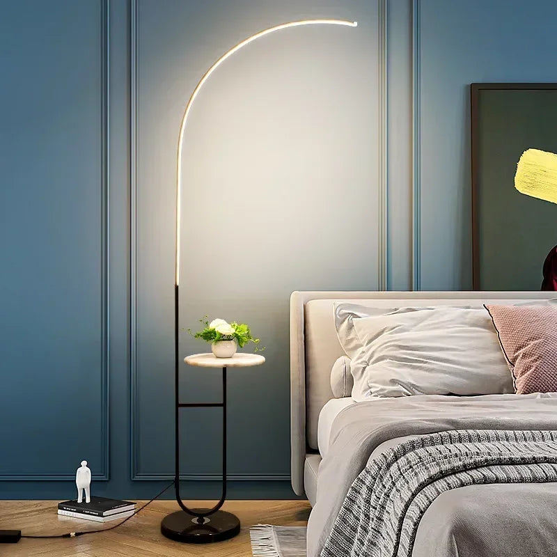 lampadaire à led avec rangement design minimaliste pour lecture et détente - vue 4 sur 8