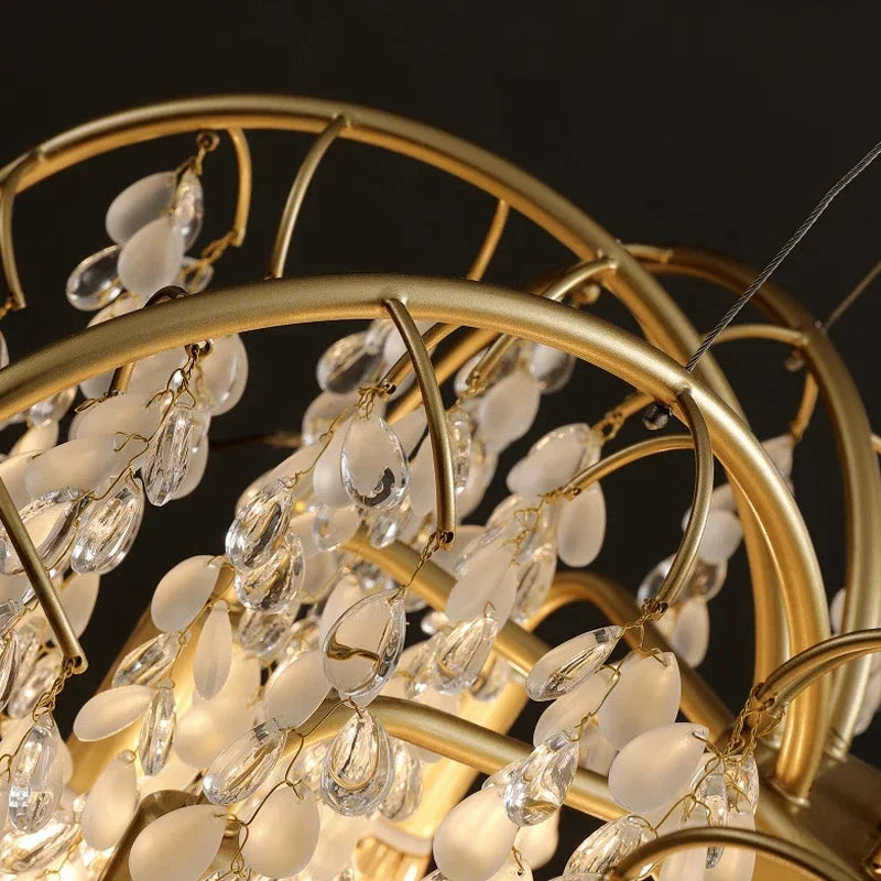 lustre en cristal doré pour un éclairage luxueux intérieur - vue 5 sur 11