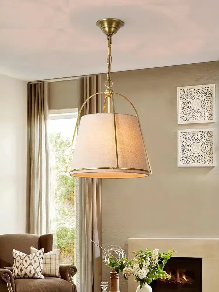 lustre vintage en tissu pour bar restaurant led - vue 3 sur 7