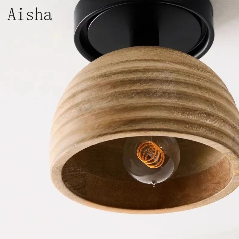 plafonnier rétro en bois style américain pour décoration intérieure - vue 3 sur 5