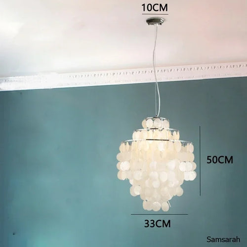 lustre nordique en coquillage avec luminaire à led - vue 11 sur 17