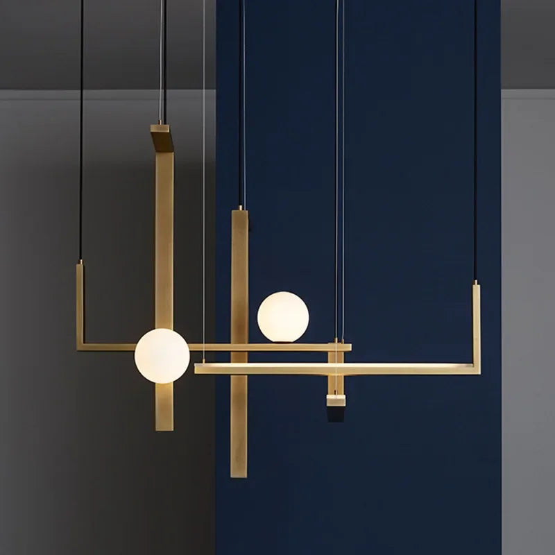 Nordic Minimalist Geometric Chandelier Glass Magic Beans Chandelier Living Room Dining Room LED Decorative Combination Lamps - vue 5 sur 13