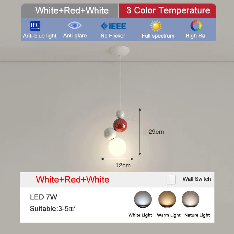 lustre suspendu en métal rond pour chambre d'enfant - vue 8 sur 9