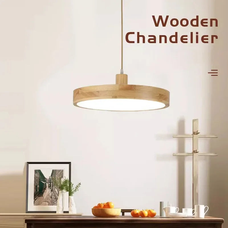 Lustre LED japonais à tête unique en rondins - vue 3 sur 13
