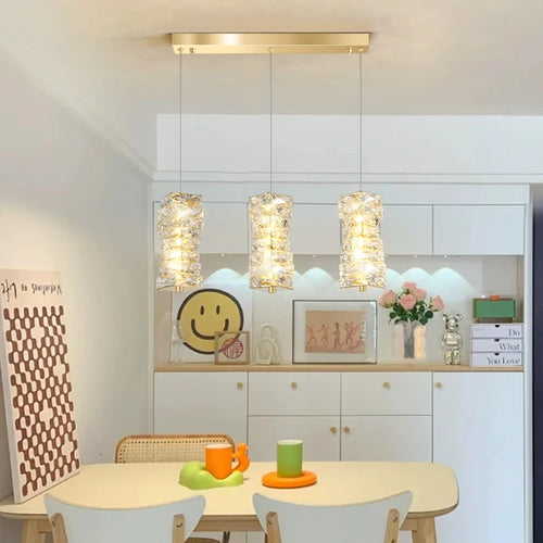 suspension nordique moderne en acier inoxydable et cristal décoratif - vue 3 sur 18