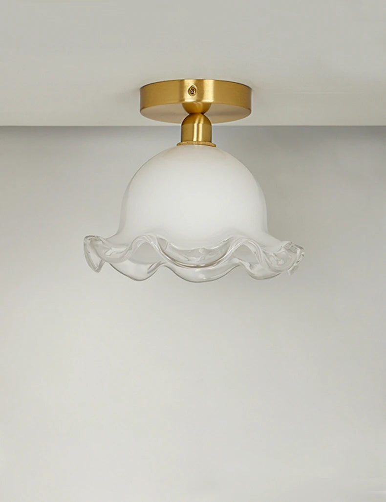plafonnier moderne en verre antique et laiton unique et minimaliste - vue 4 sur 7