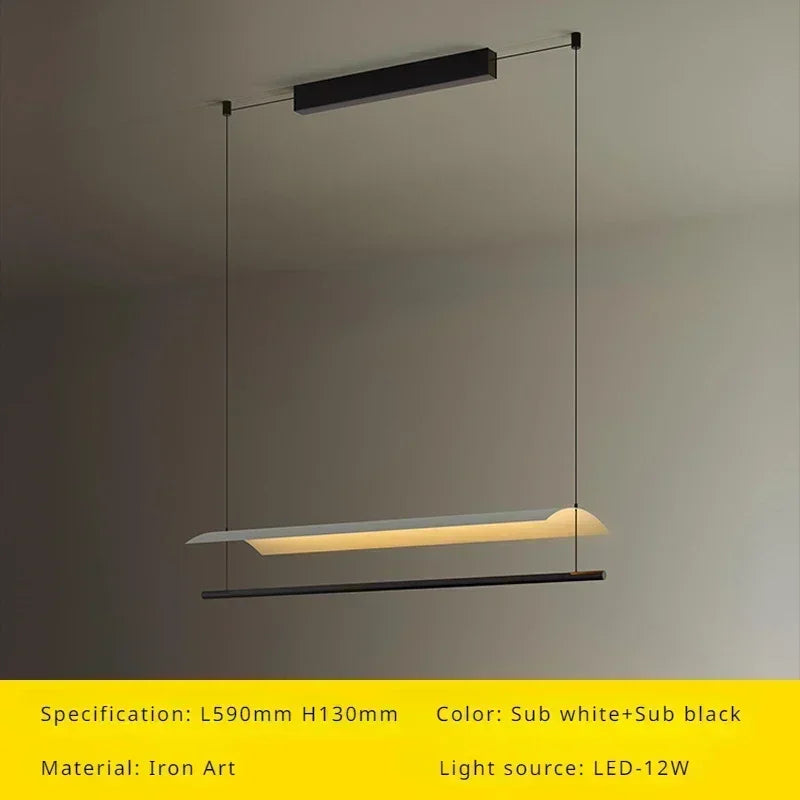 lustre suspendu moderne nordique éclairage design long et simple - vue 10 sur 12