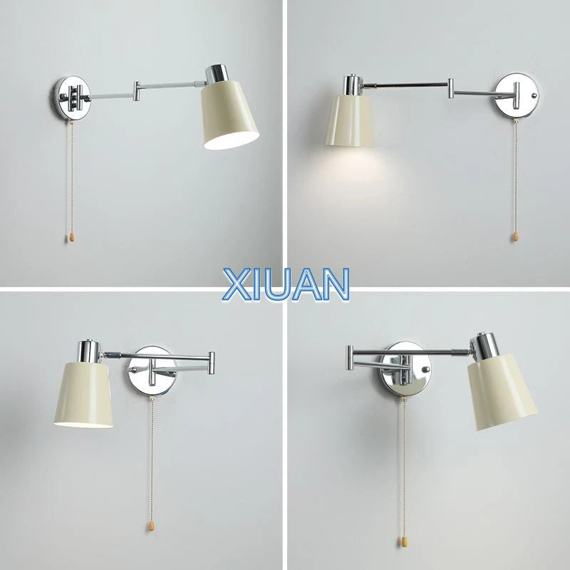 applique murale moderne bras pivotant led en tissu plissé métal - vue 5 sur 23