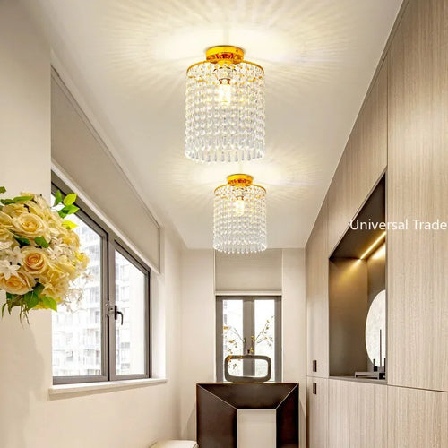 plafonnier led en cristal k9 avec structure en acier inoxydable - vue 3 sur 4