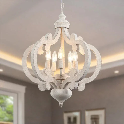 lustre en bois massif style rétro pour une ambiance nostalgique - vue 2 sur 7