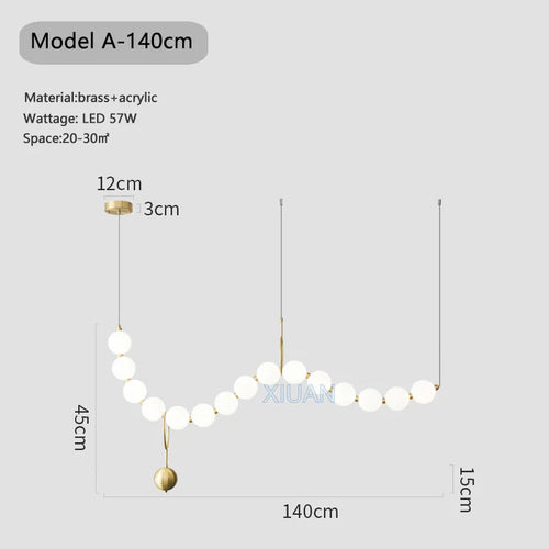 lustre suspension en acrylique blanc avec perles - vue 14 sur 16