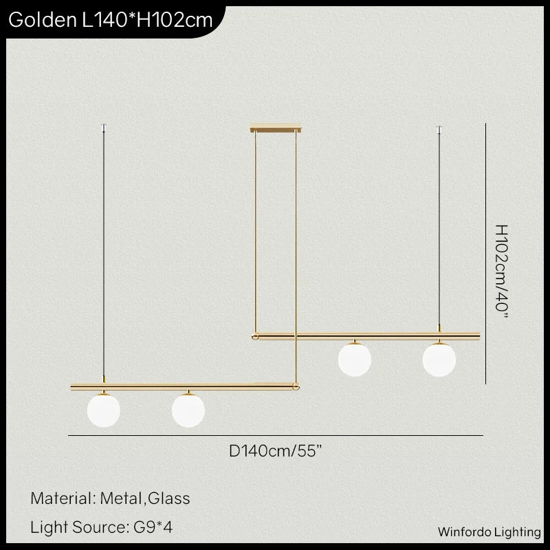 lustre led moderne nordique minimaliste en verre pour décoration de restaurant