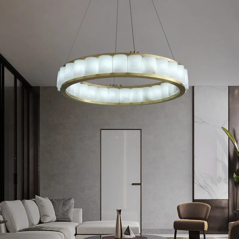 lustre en marbre naturel espagnol de grand luxe pour hôtel - vue 3 sur 15