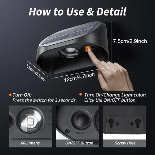 lampes solaires étanches pour éclairage extérieur crépuscule à aube - vue 4 sur 8