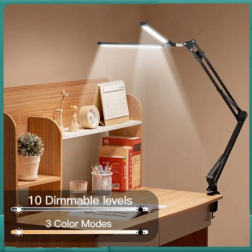 Lampes de bureau Led Double tête réglable en continu USB lampe de Table moniteur d'ordinateur lumière pour bureau étude lecture luminaire - vue 3 sur 8