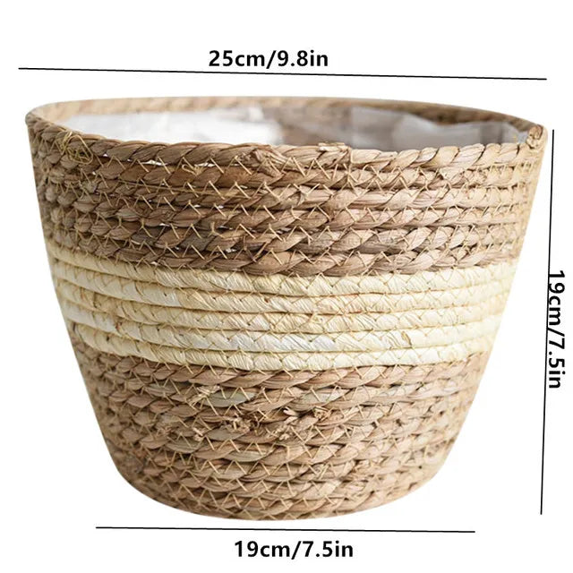 pot de fleurs tressé en paille pour plantes d'intérieur et extérieur - vue 11 sur 12