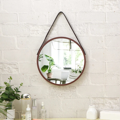 miroirs décoratifs ronds en bois rétro pour décoration intérieure - vue 3 sur 7