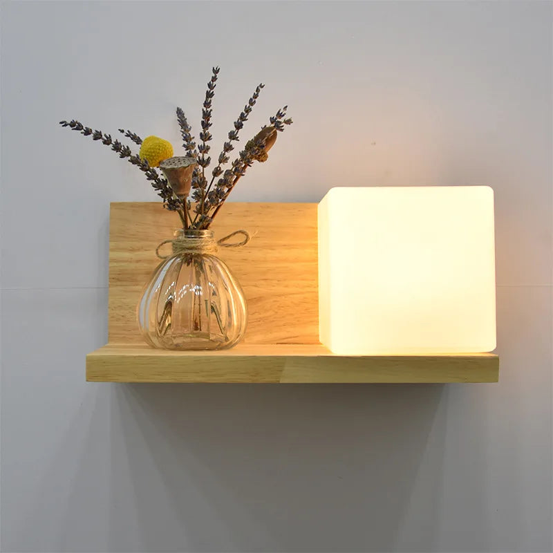 applique murale led en bois avec pot de plante nordique - vue 3 sur 23