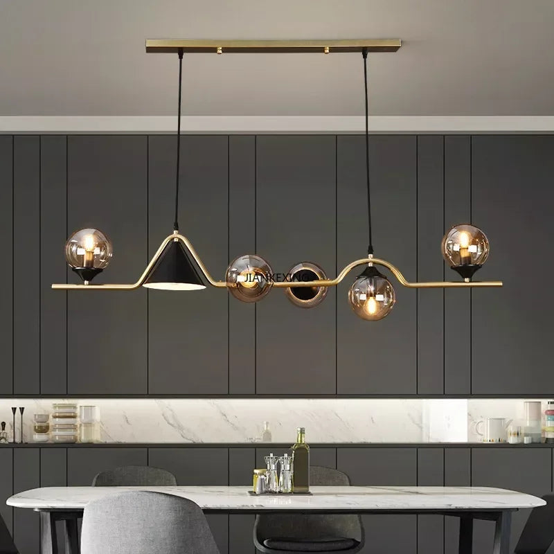 lustre led en verre pour bar et décoration de maison - vue 5 sur 9