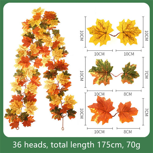 guirlande de feuilles d'érable artificielles en soie décorative pour jardin - vue 14 sur 16