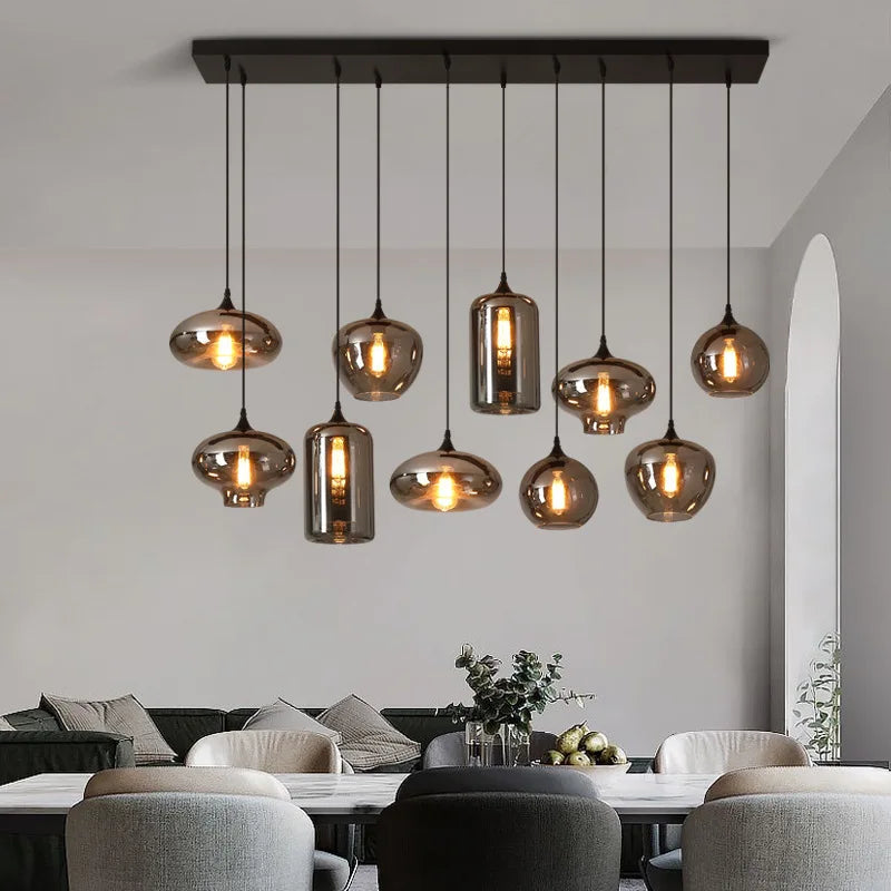 lustre nordique en verre pour éclairage moderne de restaurant et café - vue 5 sur 22