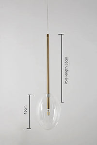 suspension en verre transparent en forme de goutte d'eau décorative