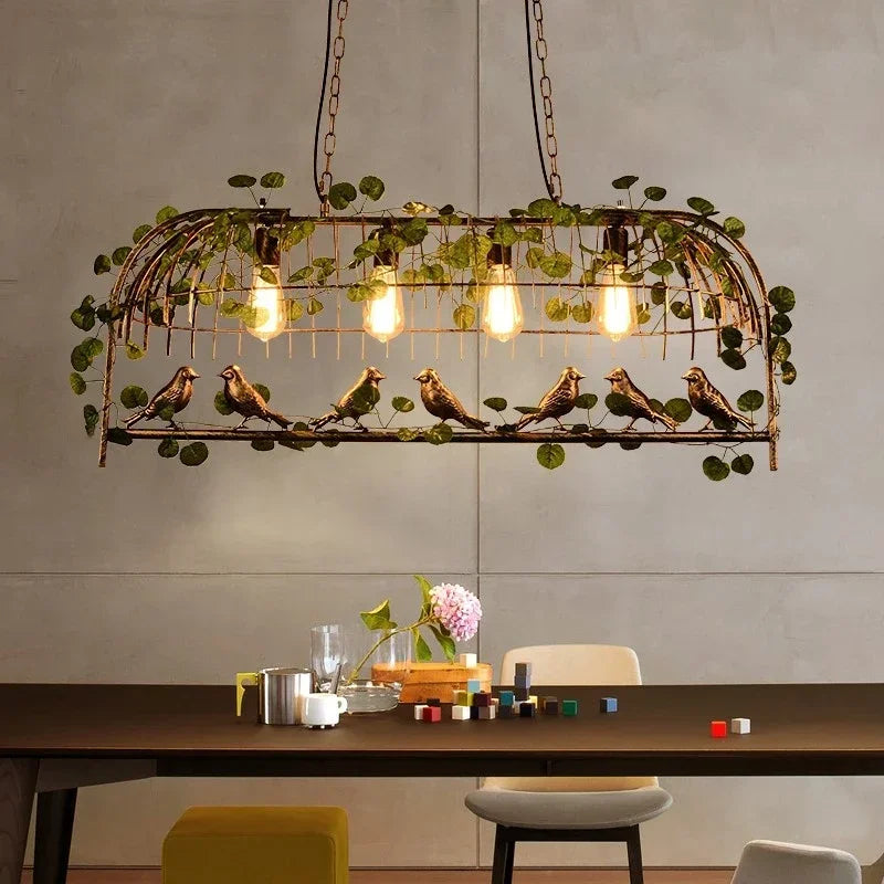 Retro Industrial Ceiling Chandelier Metal Bird Cage Hanging Lamp Suspension Pendant Light - vue 2 sur 9