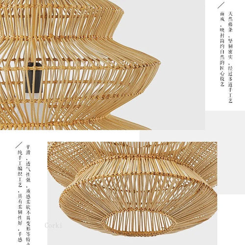 suspension en rotin chinois artisanale pour décoration intérieure - vue 10 sur 12