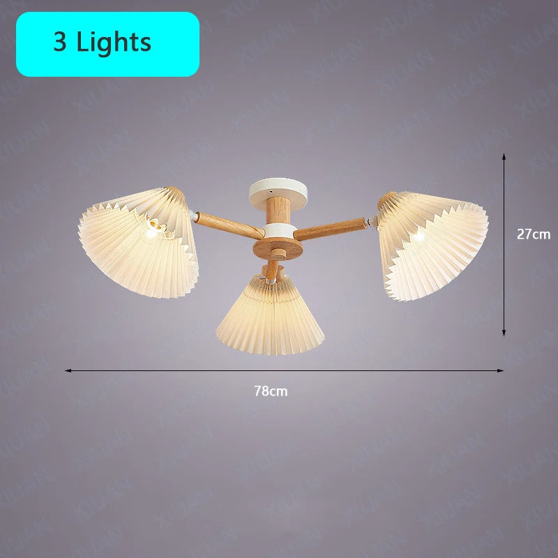 lustre moderne nordique en bois parapluie plissé pour maison - vue 9 sur 10