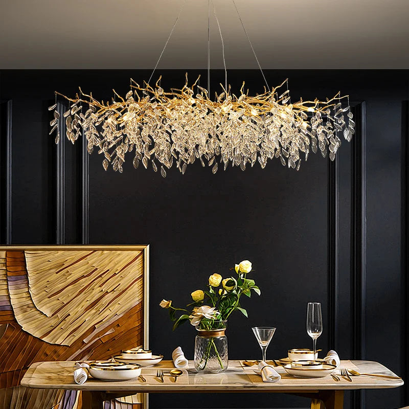 lustre en verre doré design luxueux pour décoration intérieure - vue 4 sur 16