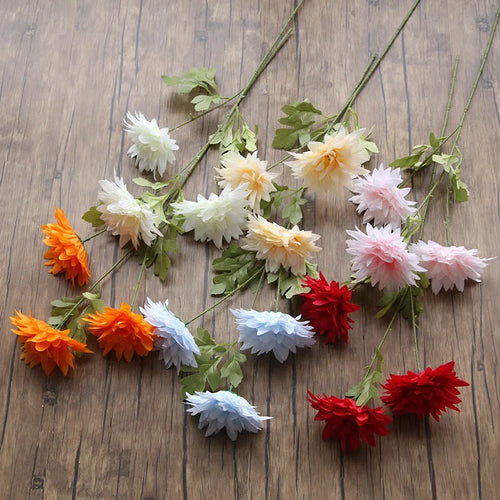 lot de 4 branches de dahlia artificielles en soie décoratives - vue 3 sur 7