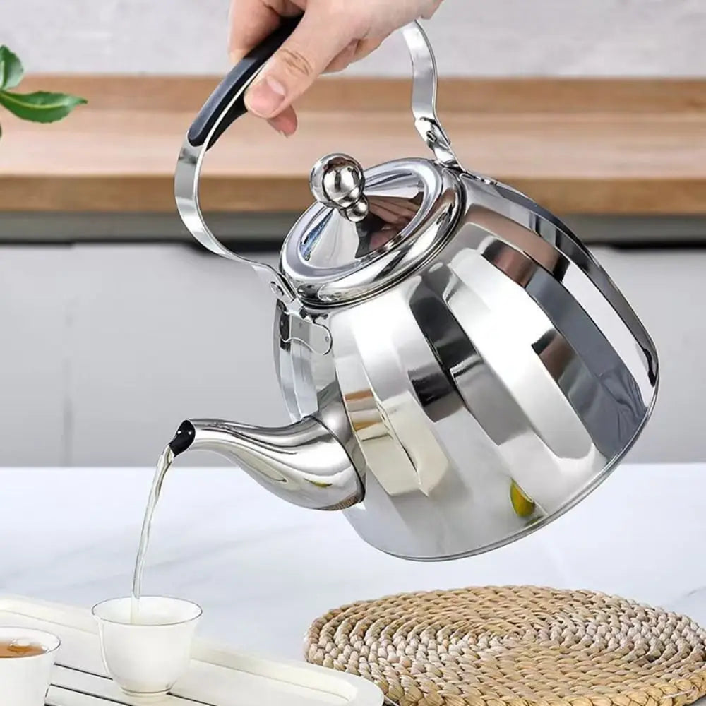 Bouilloire inox motif fleur infuseur amovible poignée isolante - vue 3 sur 7