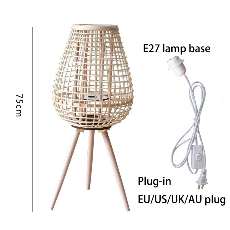 Lampe à vent en rotin avec pieds - vue 16 sur 18