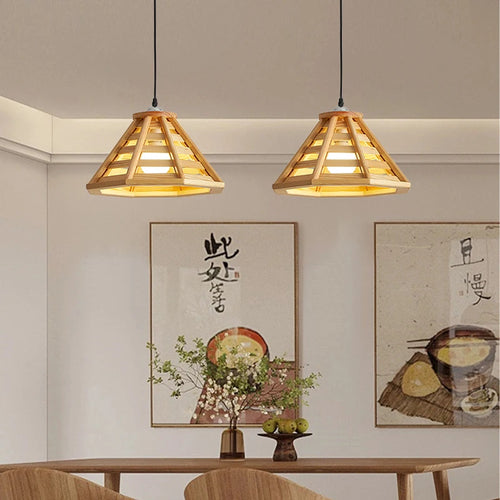 suspension en bois moderne avec éclairage led pour intérieur - vue 5 sur 7