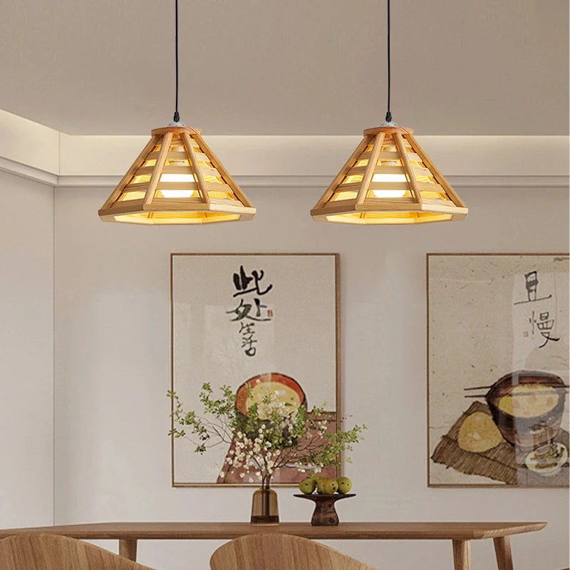 suspension en bois moderne avec éclairage led pour intérieur - vue 4 sur 7