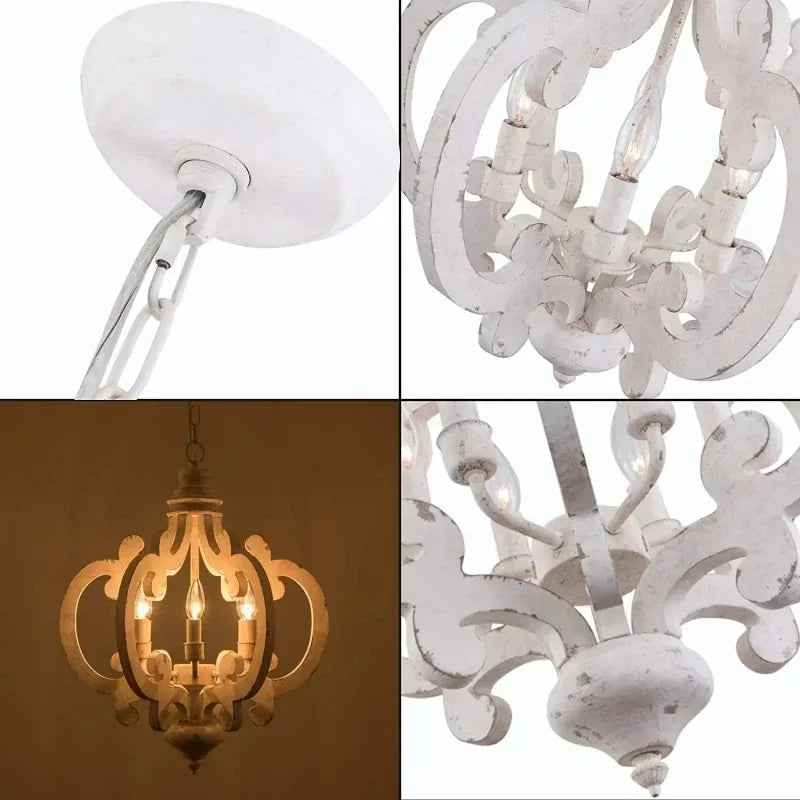 lustre en bois massif style rétro pour une ambiance nostalgique - vue 6 sur 7
