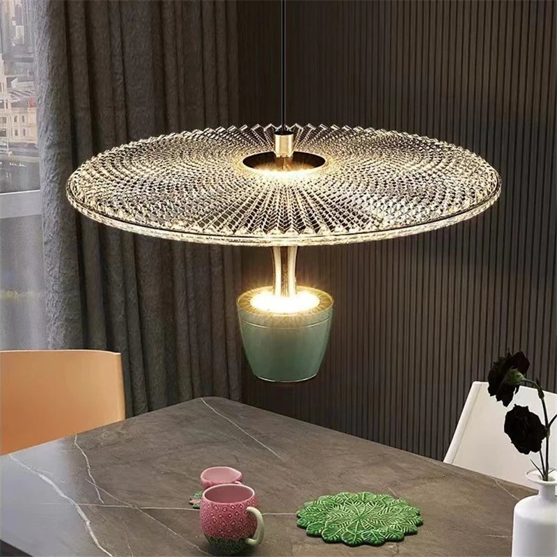 suspension minimalistes modernes en verre grain d'eau - vue 4 sur 9
