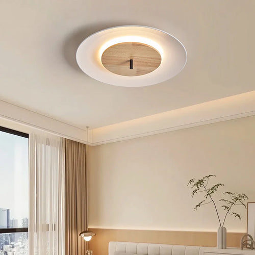 plafonnier moderne en bois avec éclairage led et télécommande - vue 3 sur 8