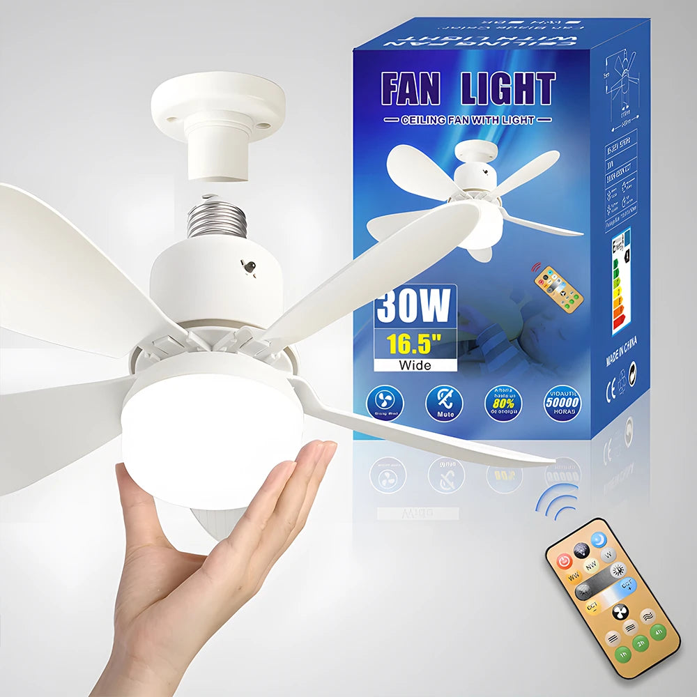 LED 30W ceiling fan light E27 with remote control for dimming, suitable for living room  study, household use Fan lamp 85-265V - vue 2 sur 10