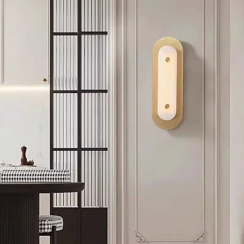 applique murale en marbre naturel ellipse art déco 3000k - vue 3 sur 8