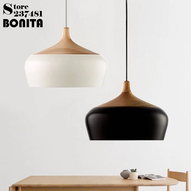 suspension en bois style nordique pour éclairage moderne - vue 2 sur 10