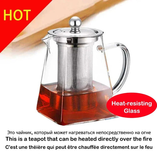 Théière verre résistant avec infuseur inox transparente élégante - vue 3 sur 11