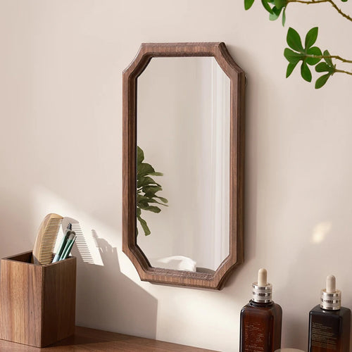 miroir vintage en bois massif miroir maquillage étanche mural antirouille - vue 3 sur 15