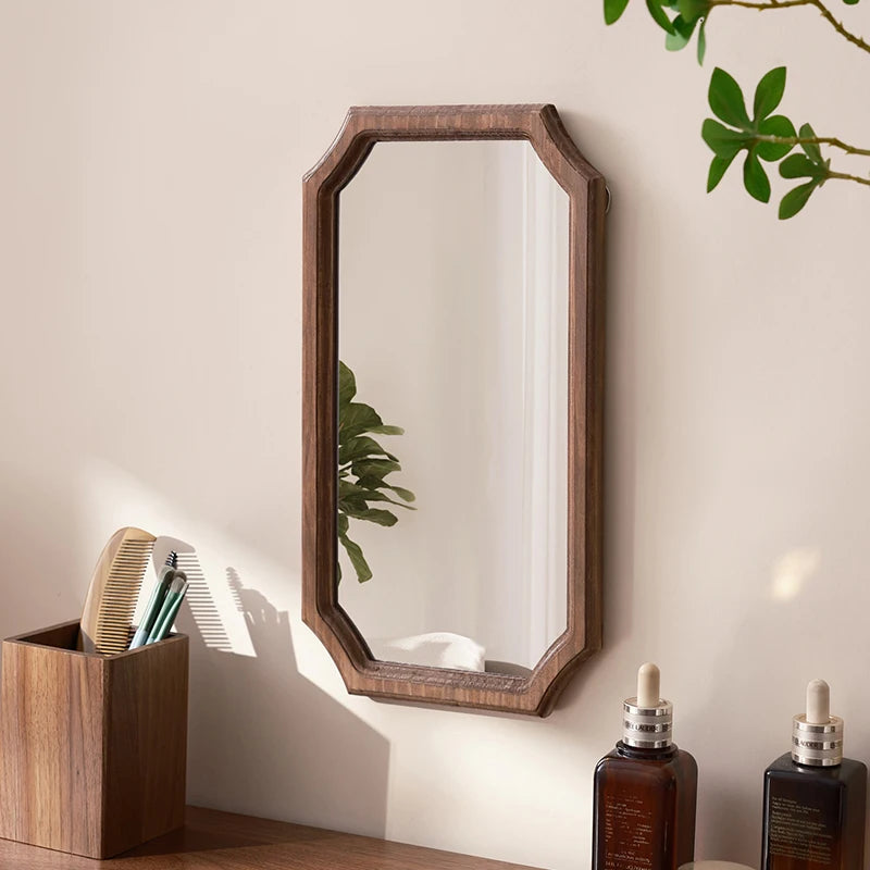 miroir vintage en bois massif pour maquillage étanche et antirouille - vue 1 sur 15