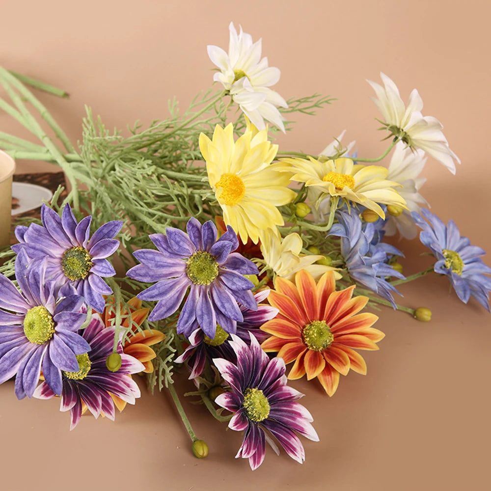 grande marguerite artificielle bouquet de fleurs en soie décoration mariage - vue 3 sur 18