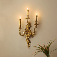 applique murale vintage rococo en laiton et cuivre