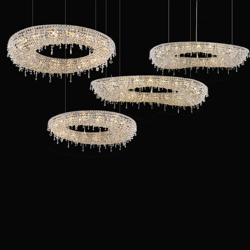 lustre led moderne de luxe en cristal pour hôtel duplex villa - vue 1 sur 11