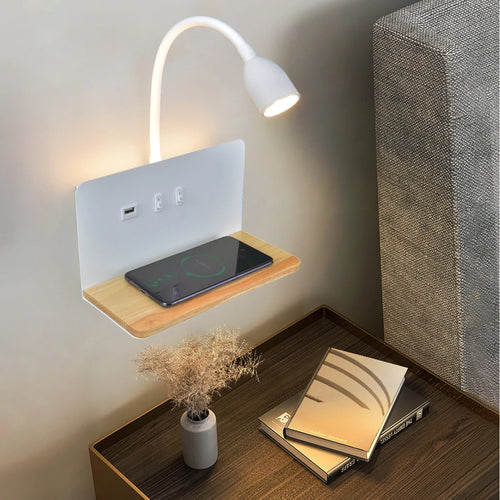 Applique murale LED d'intérieur avec Interface USB et chargement sans fil - vue 2 sur 8