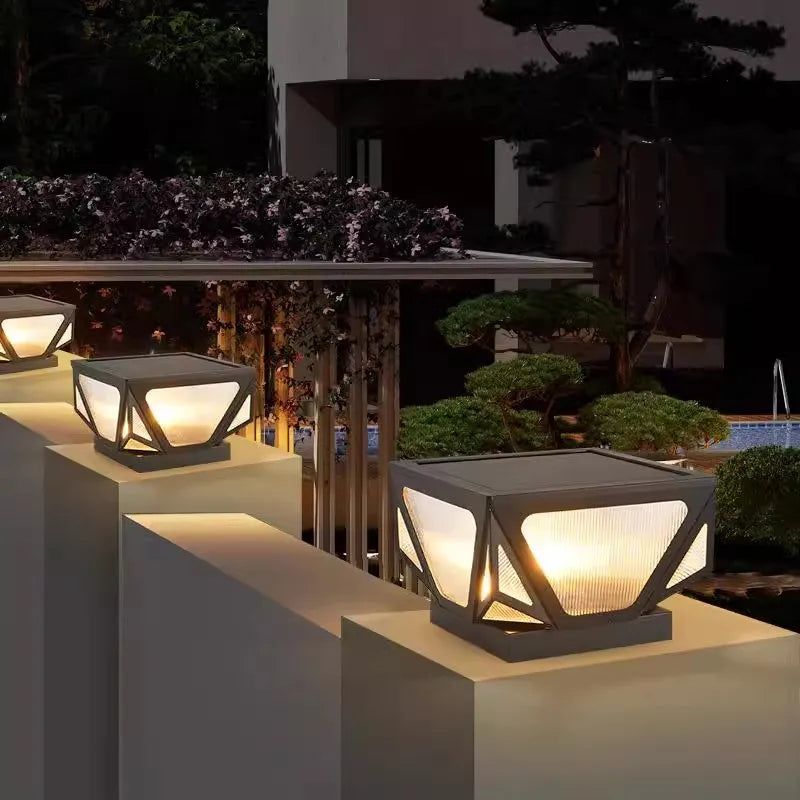 pilier lumière solaire extérieure étanche pour jardin villa - vue 5 sur 14